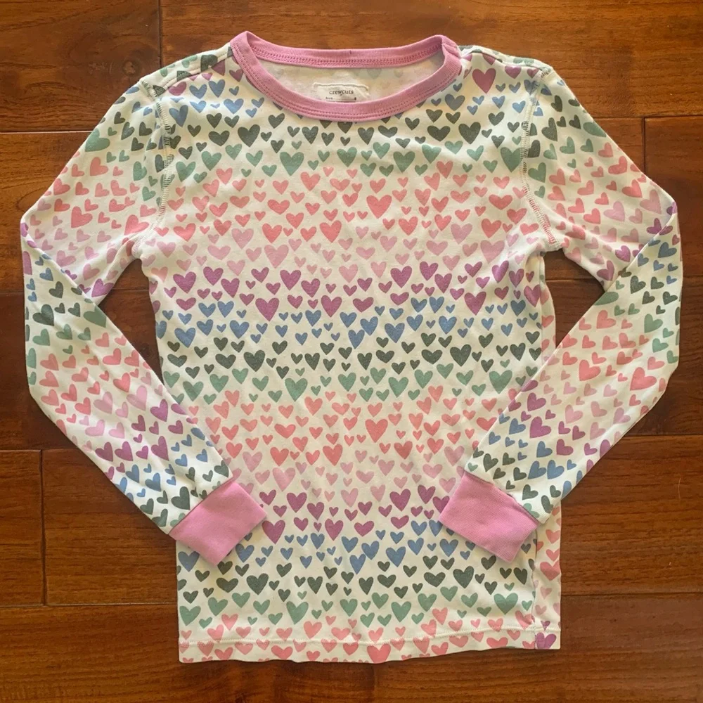 Crewcuts J.Crew Kids Pajama Sets Girls Size 8 Lot Long Sleeve 100% Cotton Hearts